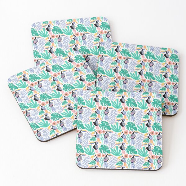 Item preview, pattern of toucans in the vegetation white background designed and sold by Proud Pro Gifts.