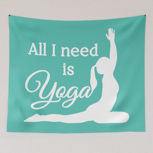 Item preview, All I Need is Yoga | White | Cyan designed and sold by Wintre2.