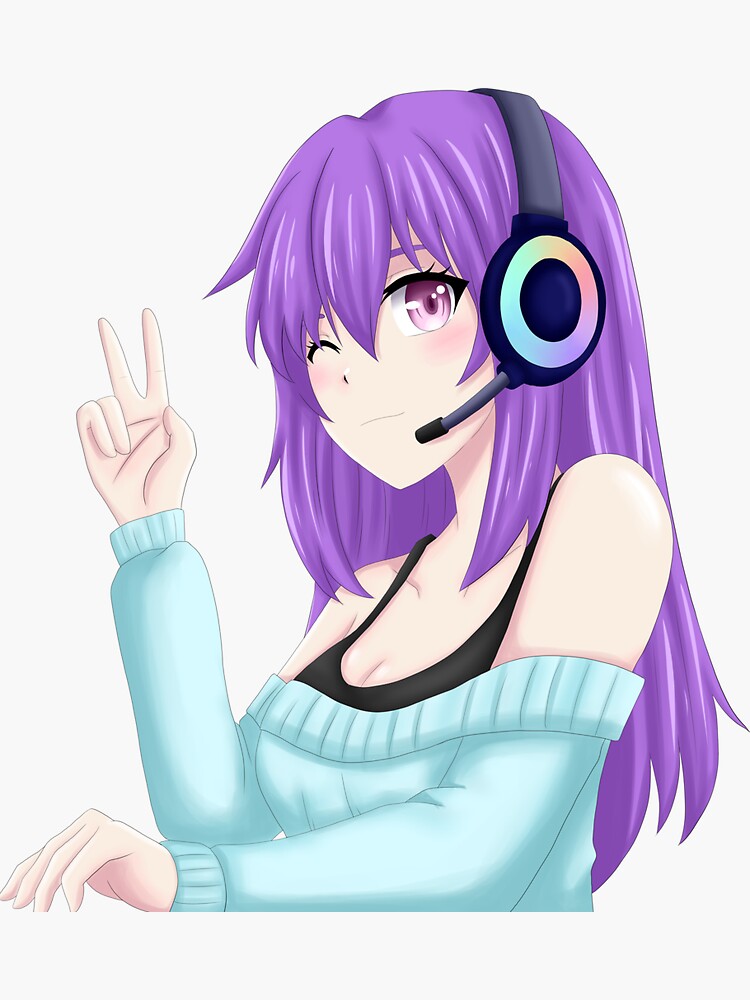 Anime girl with purple and blue gradation hair... - Stock Illustration  [97458723] - PIXTA