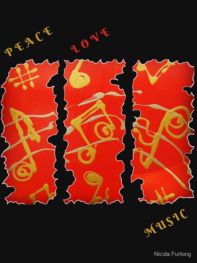 RED GOLD SONG MUSICAL NOTES PEACE LOVE MUSIC by nicolafurlong