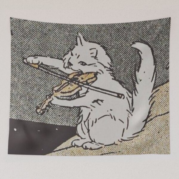 Item preview, cat playing violin comic designed and sold by KJ Juliet.