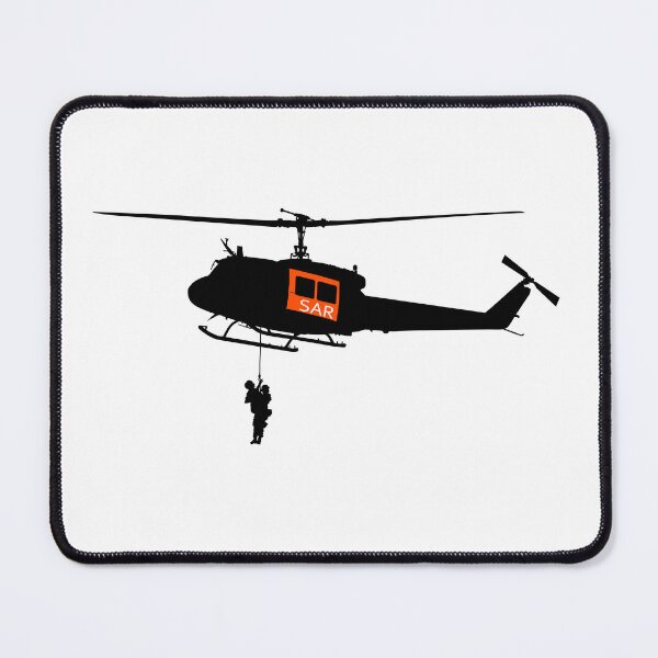 Item preview, Army Medevac SAR 63 helicopter, rescue helicopter with Wire strike protection system and people on the rope, silhouette designed and sold by Marcin Adrian.