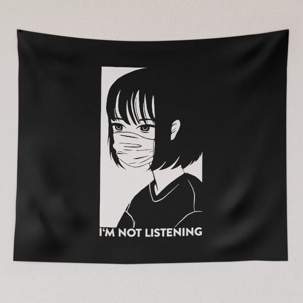 Item preview, I'm Not Listening Emo Aesthetic Japanese Antisocial Anime designed and sold by FalkDania.