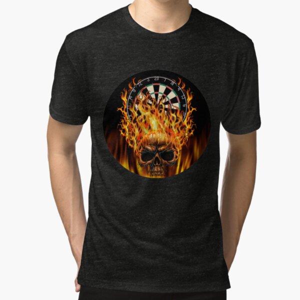 Flaming Skull Dartboard Tri-blend T-Shirt