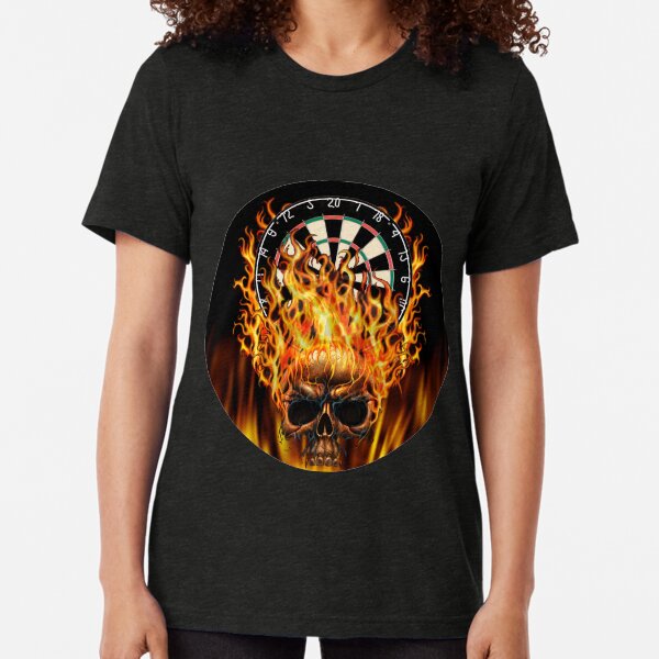 Flaming Skull Dartboard Tri-blend T-Shirt