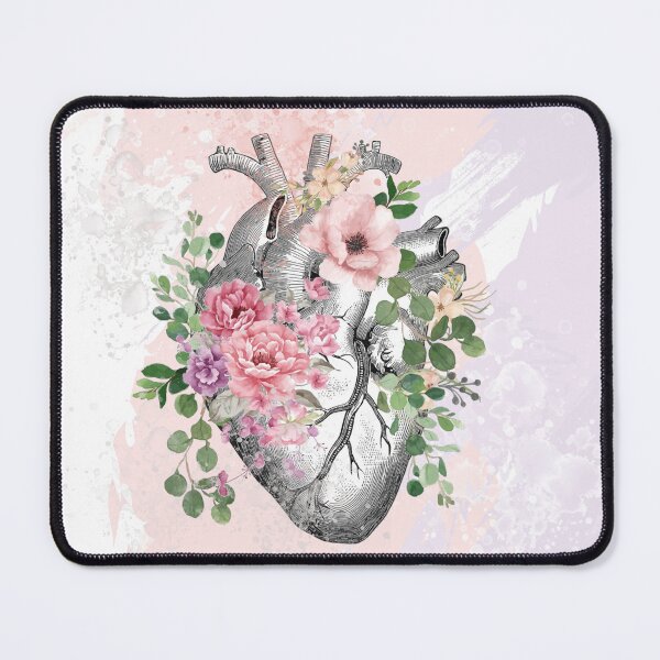 Item preview, Bloom Floral Heart Human Anatomy pink roses flowers designed and sold by Collagedream.