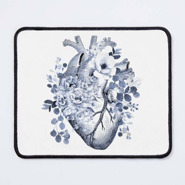 Item preview, Bloom Floral Heart Human Anatomy blue navy style flowers designed and sold by Collagedream.