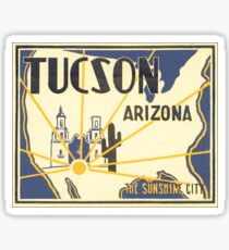 Tucson, Arizona The Sunshine City Vintage Retro Travel Advertising Poster Sticker