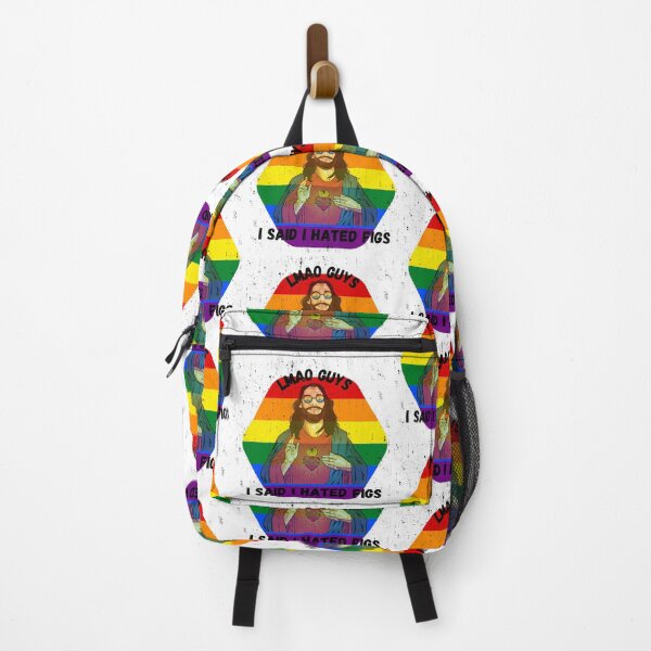 Item preview, LMAO Guys I Said I Hated Figs LGBT Jesus Meme Pride Colors Grunge Effect designed and sold by LuckyKermit.