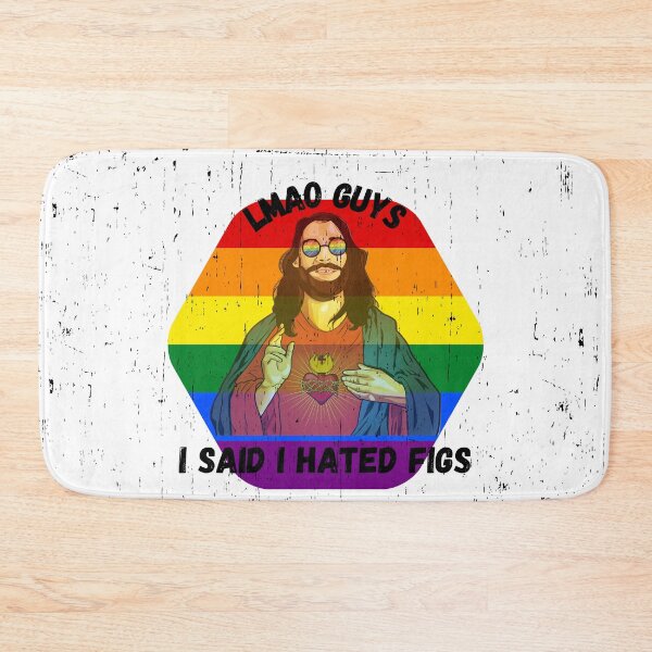 Item preview, LMAO Guys I Said I Hated Figs LGBT Jesus Meme Pride Colors Grunge Effect designed and sold by LuckyKermit.