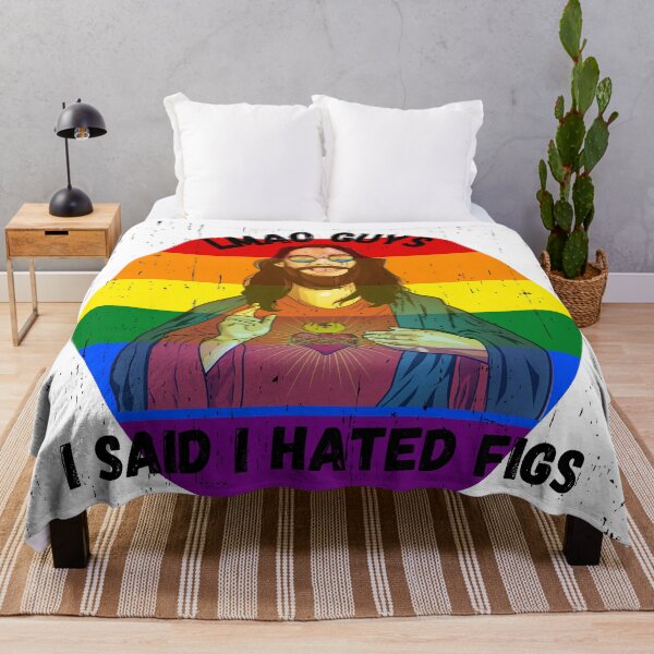 Item preview, LMAO Guys I Said I Hated Figs LGBT Jesus Meme Pride Colors Grunge Effect designed and sold by LuckyKermit.