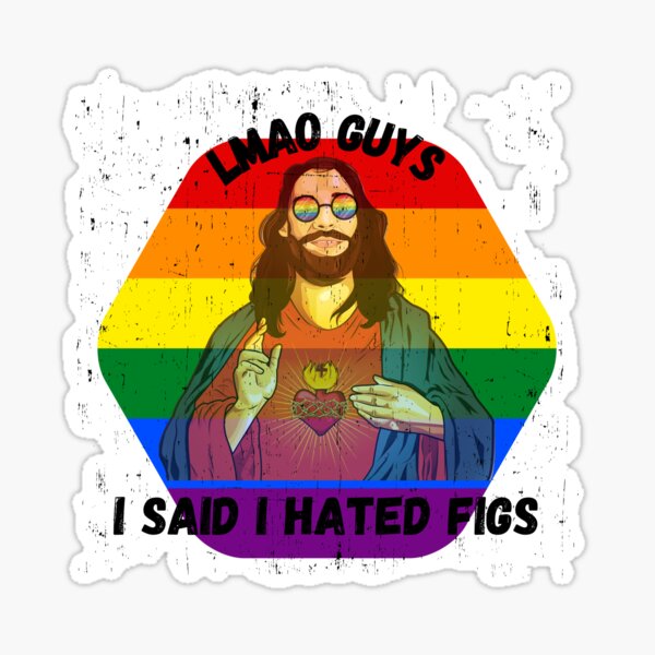 "LMAO Guys I Said I Hated Figs LGBT Jesus Meme Pride Colors Grunge