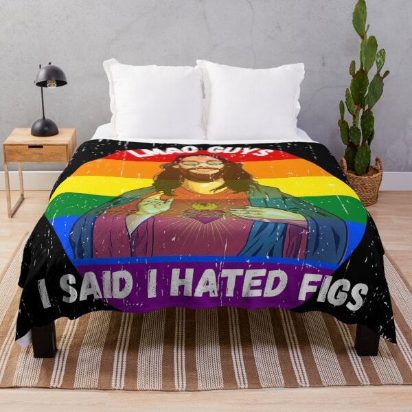Item preview, LMAO Guys I Said I Hated Figs LGBT Jesus Meme Pride Colors Grunge Effect In Black designed and sold by LuckyKermit.