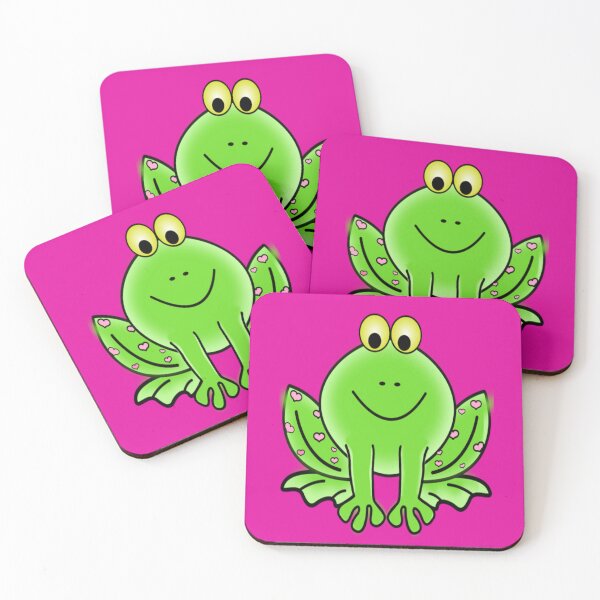 Item preview, Green Valentine Frog Smiling with Pink Hearts  designed and sold by CheeryDK.