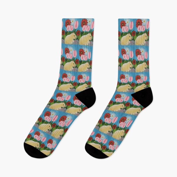 Item preview, Syrian hamster with pink tulips designed and sold by Rebekah Gavra.