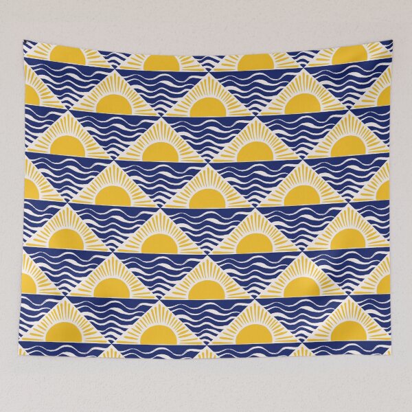 Item preview, Sunset at Sea Yellow Sun Boho Pattern designed and sold by trajeado14.