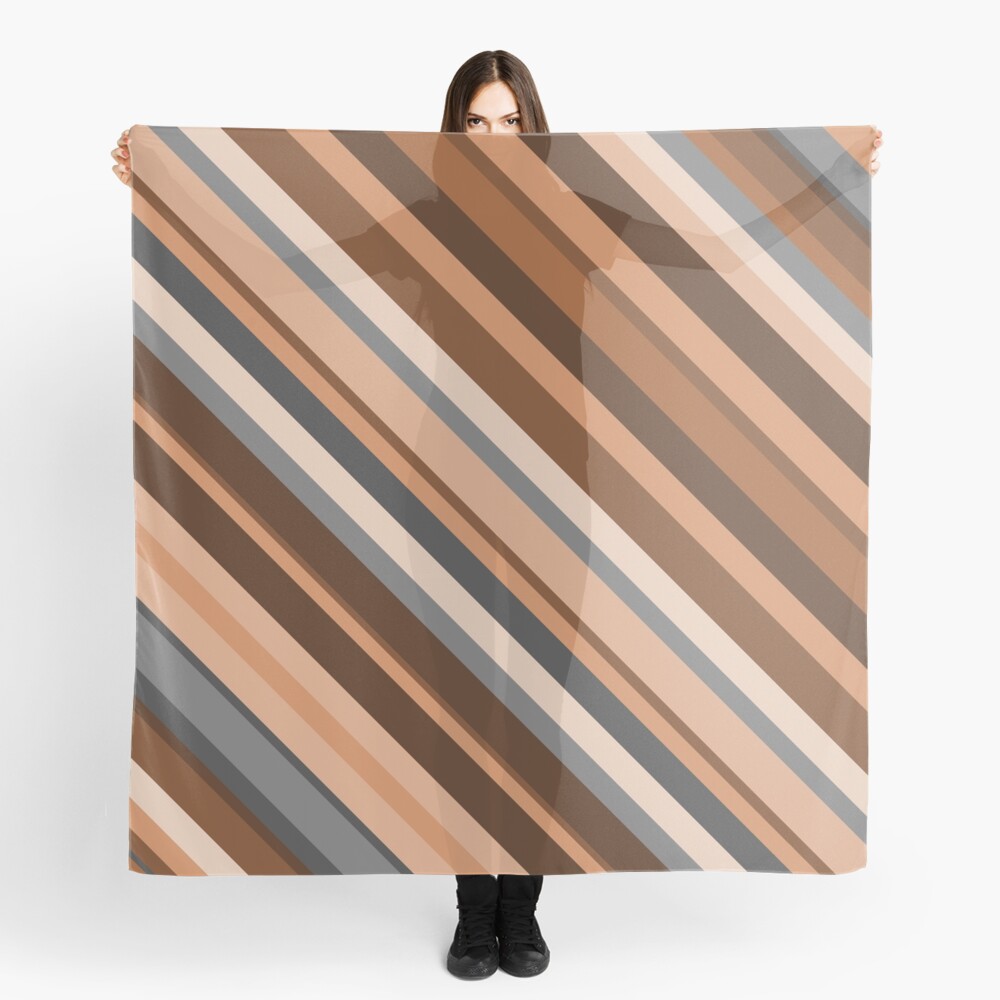 Striped Browns World Map Scarf in Earthtones