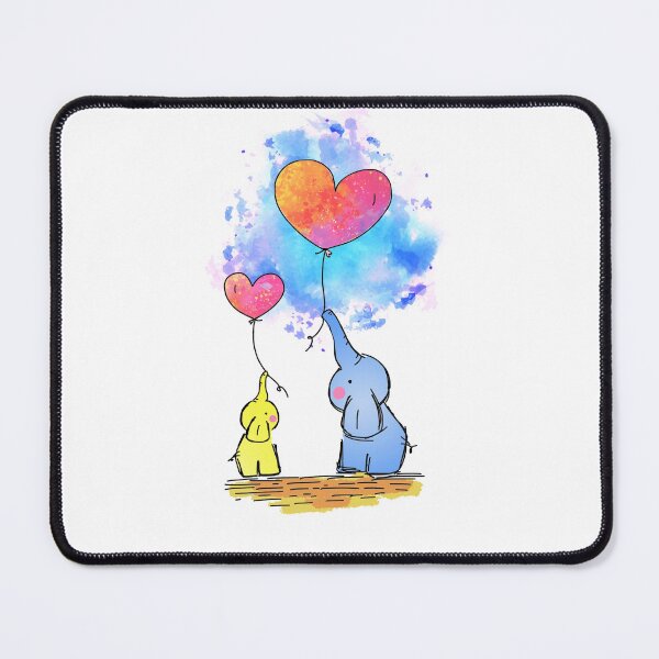 Item preview, Cute Mom and Baby Elephant Holding Heart Balloons designed and sold by LordAudes.