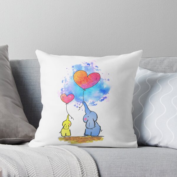 Item preview, Cute Mom and Baby Elephant Holding Heart Balloons designed and sold by LordAudes.