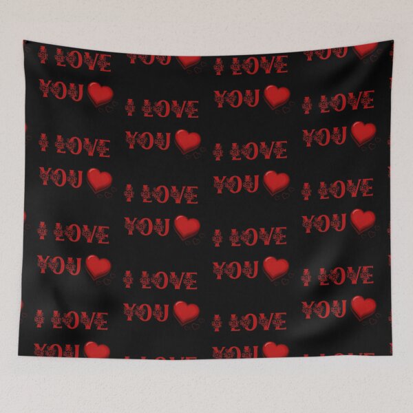 Item preview, I love you with hearts on Black BG designed and sold by LoloTrends.