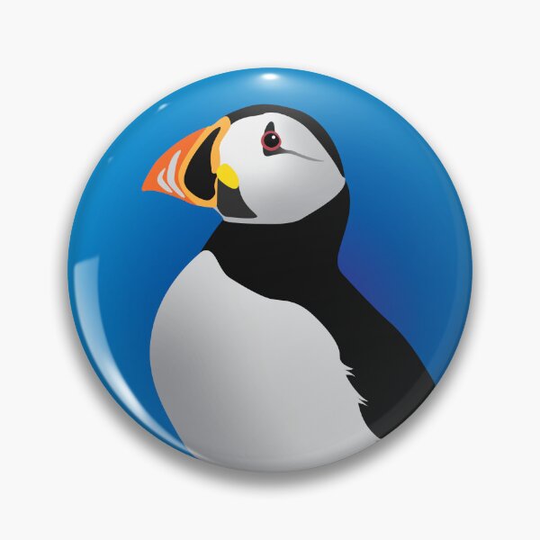 Item preview, Puffin standing proud - blue circle designed and sold by Idyllio.