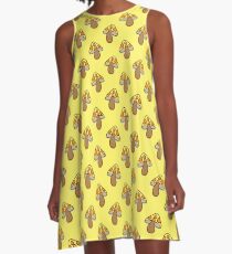 Yellow Mushroom Pattern A-Line Dress