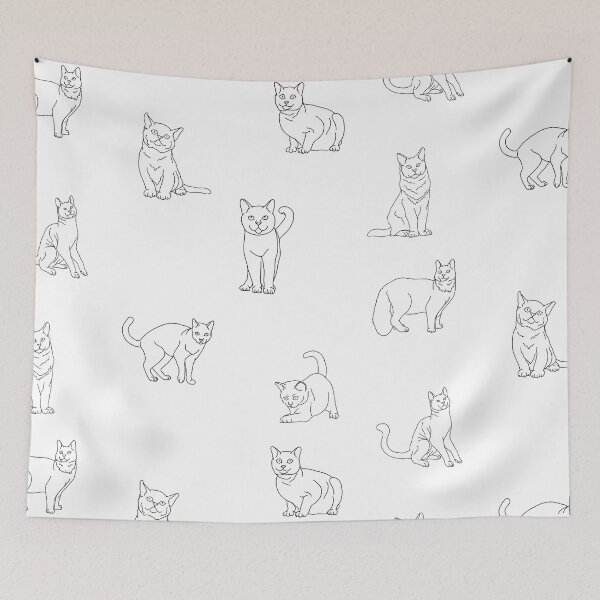 Item preview, Line Art Black and White Cats and Kittens designed and sold by silviaol.
