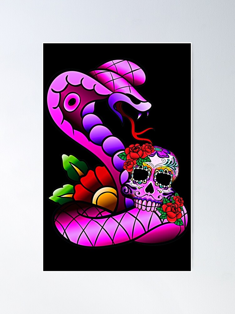Tattoo Design with Snake and Skull. Mono Graphic by pch.vector · Creative  Fabrica