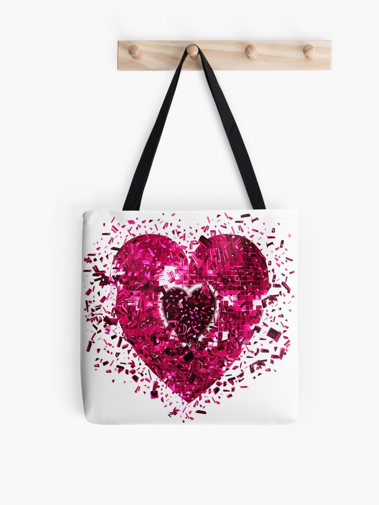Magenta Heart Large Tote Bag