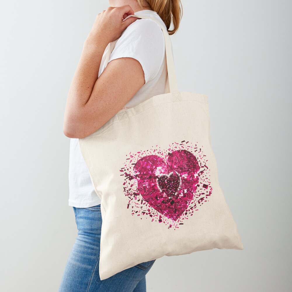 Magenta Heart Large Tote Bag