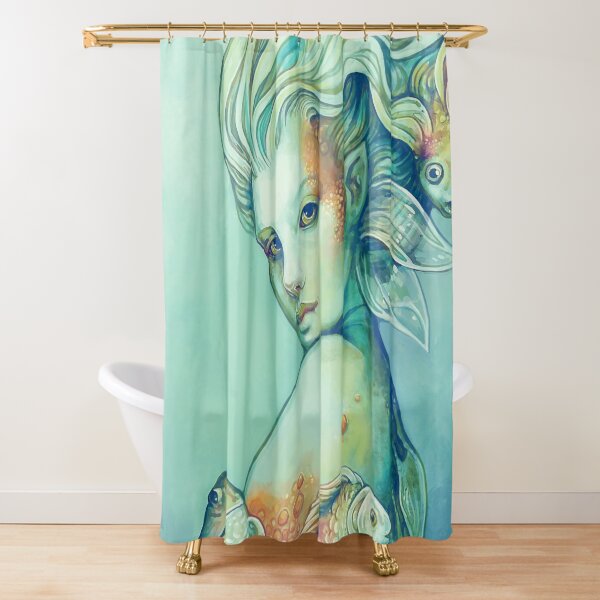 "Derya" goldfish mermaid Shower Curtain