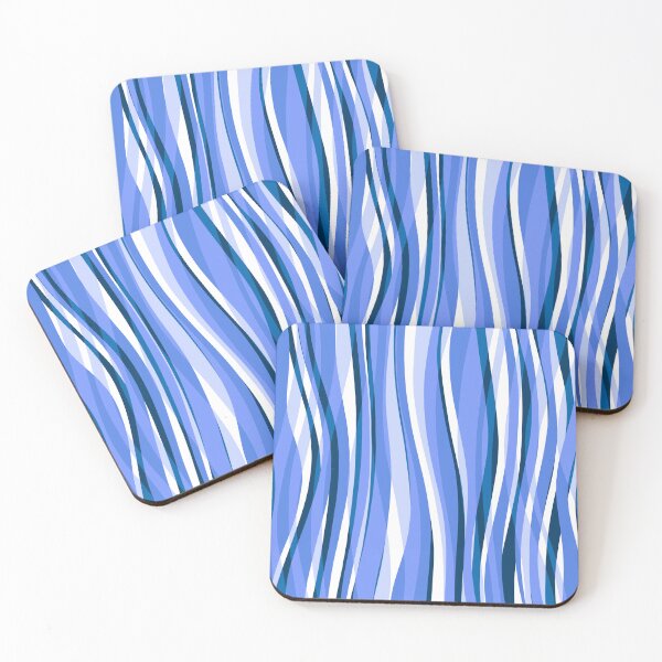 Item preview, Abstract Waves Stripes Pattern #5 Fluorescent Blue designed and sold by bubblyshades.