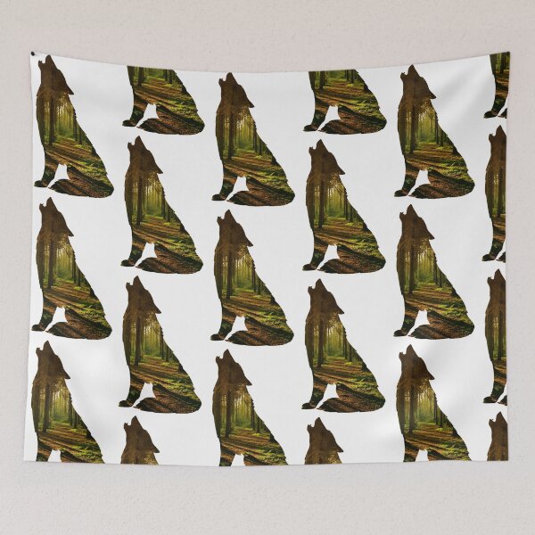 Item preview, Howling Wolf Autumn forest pattern - Fall designed and sold by LukjanovArt.