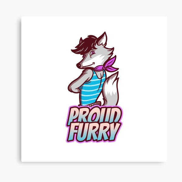 Proud Furry Gray Wolf With Tank top & Bandana Canvas Print