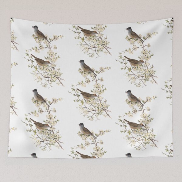 Item preview, Warbler Birds on Flowering Branch designed and sold by suivezmoi.