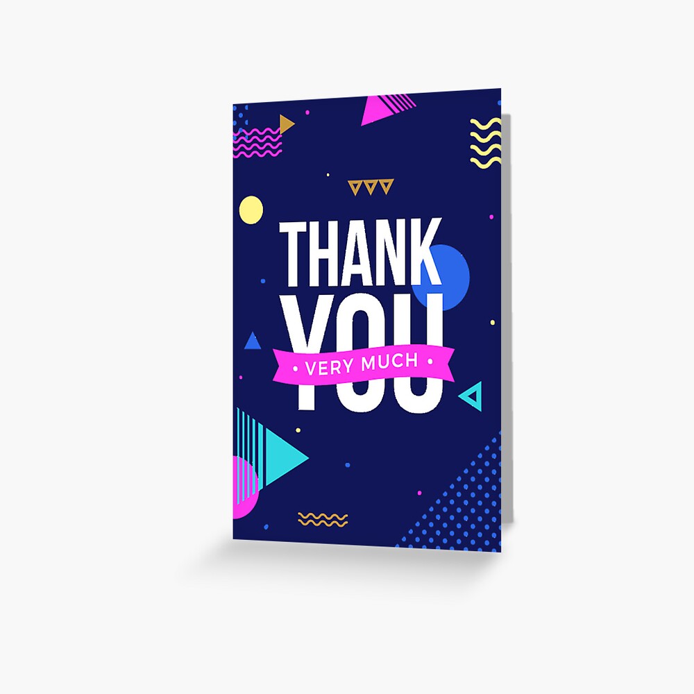 Thank You Very Much 80s style with blue abstract background