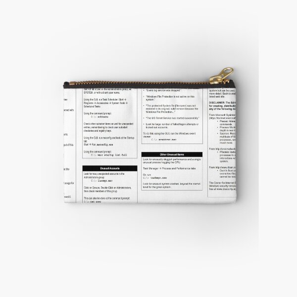 Aperçu de l'œuvre Aide-mémoire sur les intrusions Windows créée et vendue par SecurityPanda.