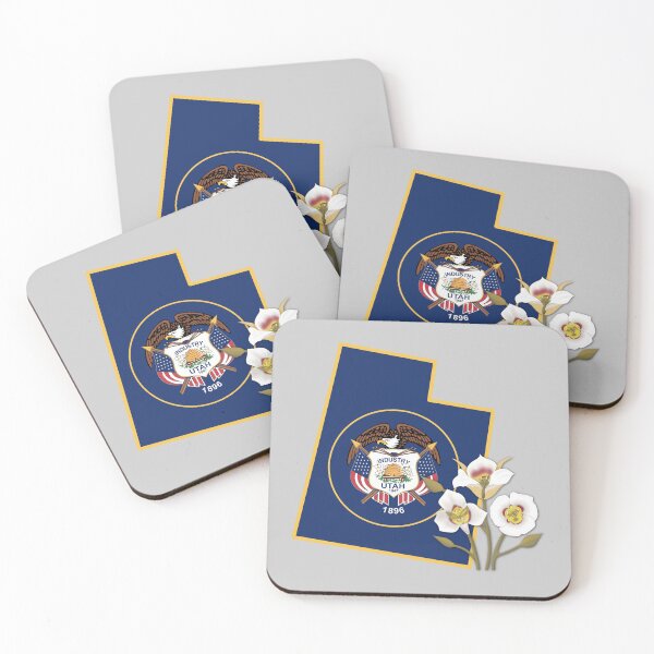 Item preview, State of Utah Flag with State Flower Mesa Lily (Gray) designed and sold by Gsallicat.