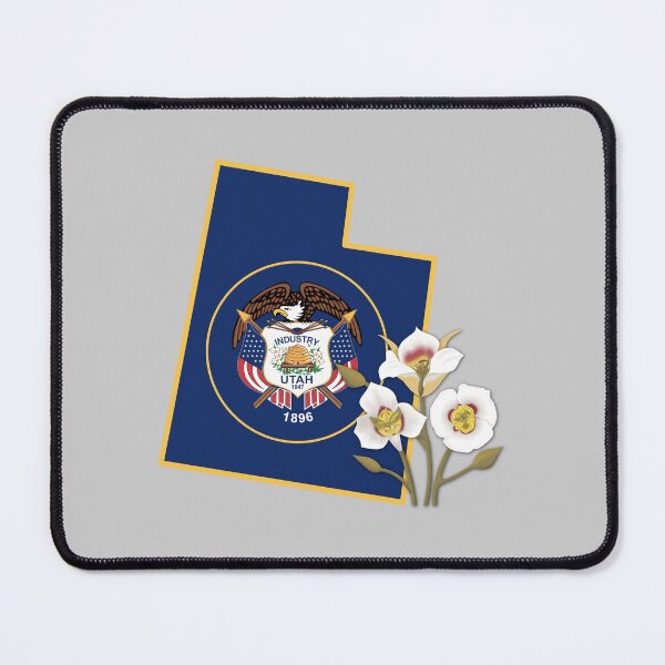 Item preview, State of Utah Flag with State Flower Mesa Lily (Gray) designed and sold by Gsallicat.