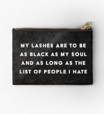 Lashes Quote Black Marble Makeup Bag Studio Pouch