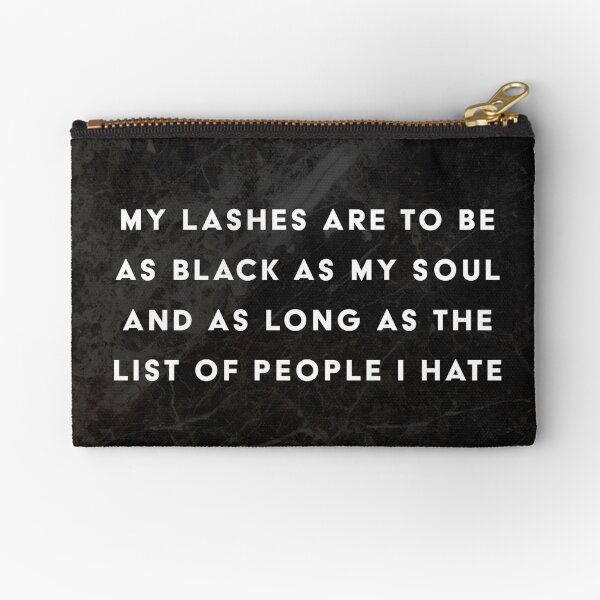 Lashes Quote Black Marble Makeup Bag Zipper Pouch