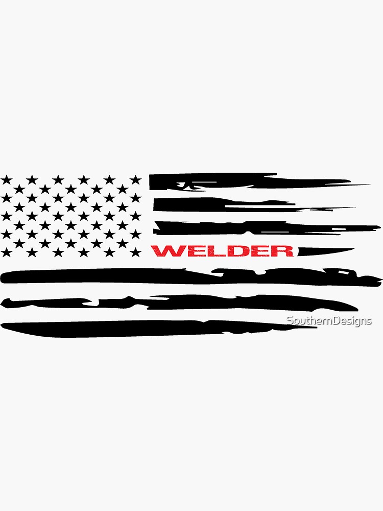 Welders Vintage American Flag Welder Gift' Sticker