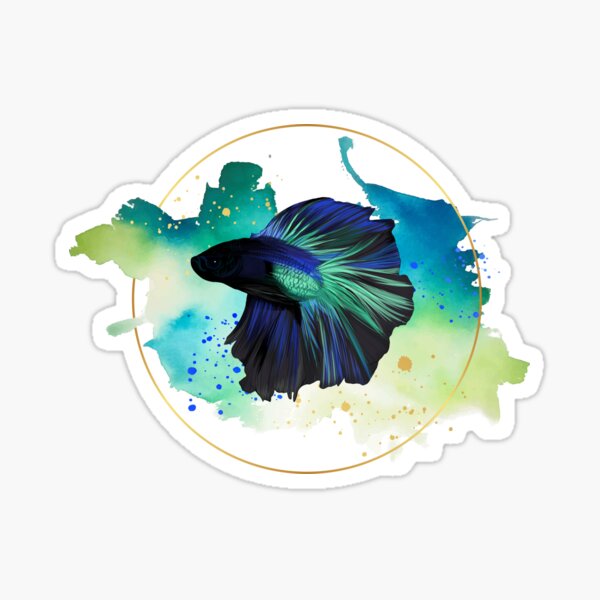 Swim Shady Blue Betta Fish Watercolor Sticker