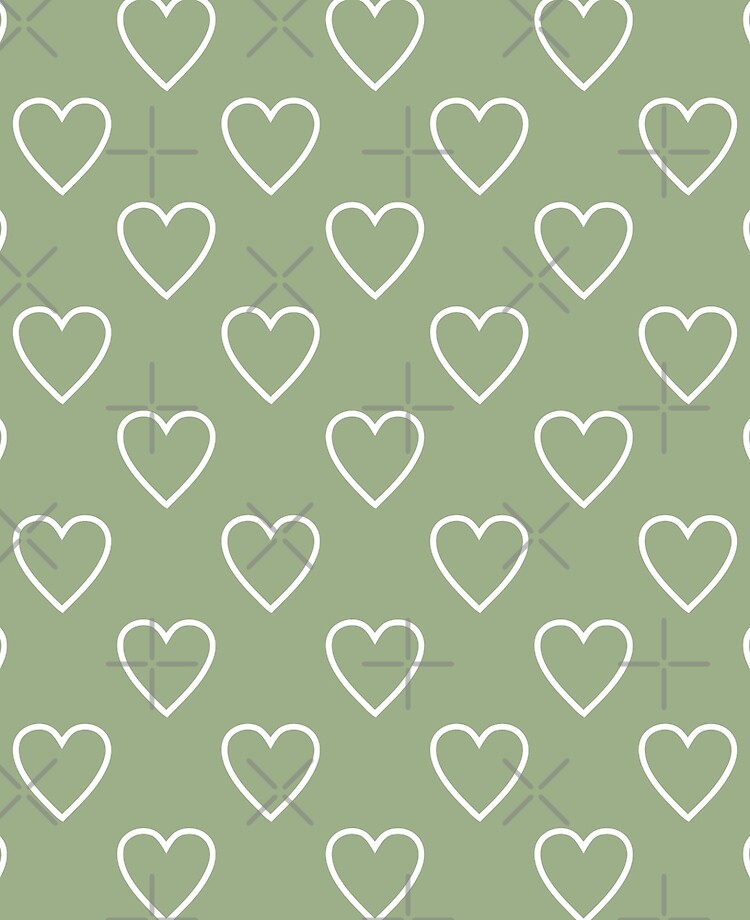 Cute Sage Green Minimalist Heart Pattern with Sage Green Background Cute Sage Green Minimalist Heart Pattern with Sage Green Background