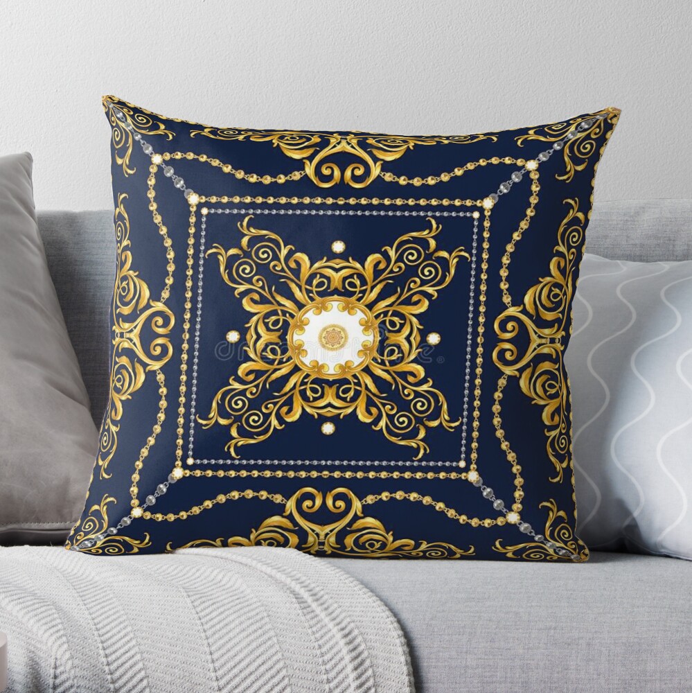 Navy blue and discount gold throw pillows