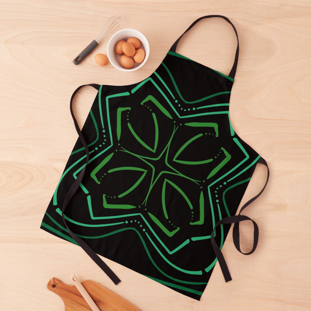 Green Funky Symmetry Kaleidoscope Apron