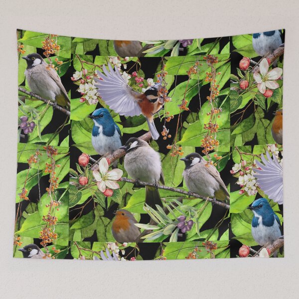 Aperçu de l'œuvre Collage de photos numériques Conception de feuilles vertes et d'oiseaux créée et vendue par EarthArtDesigns.