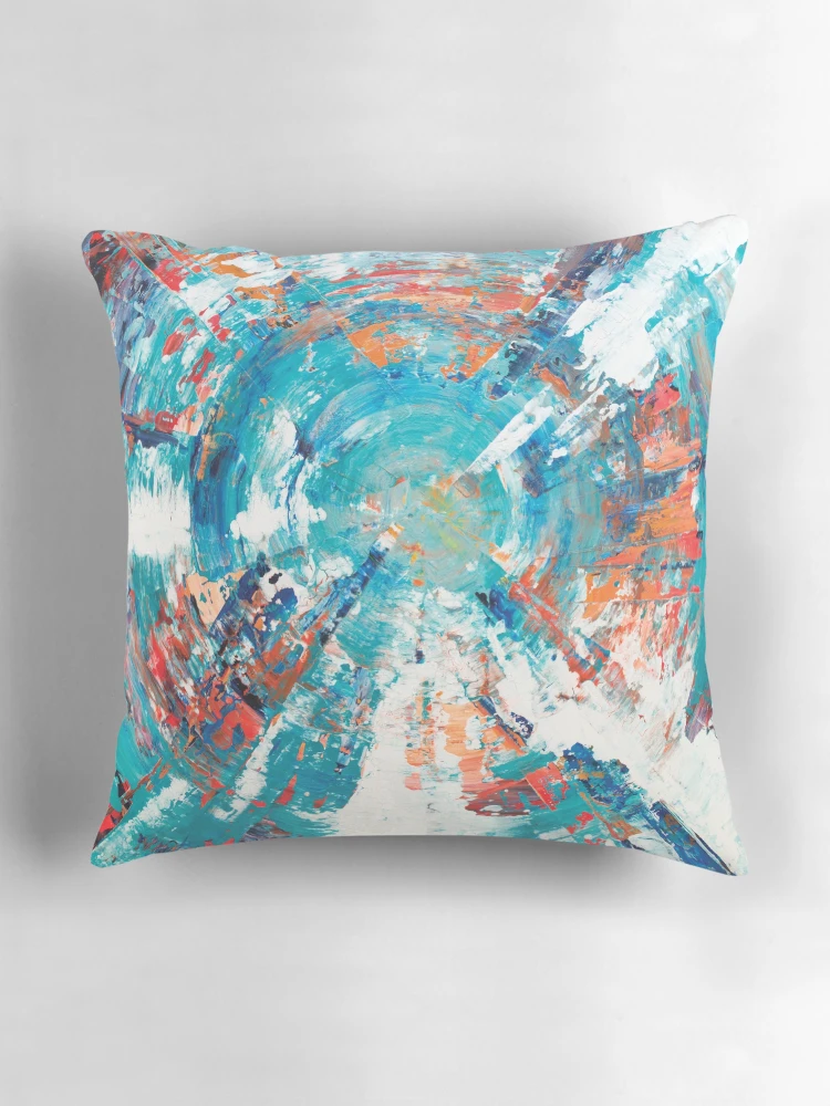 Aperçu 3 sur 4. Coussin avec l'œuvre Vortex créée et vendue par Rescope Studio.