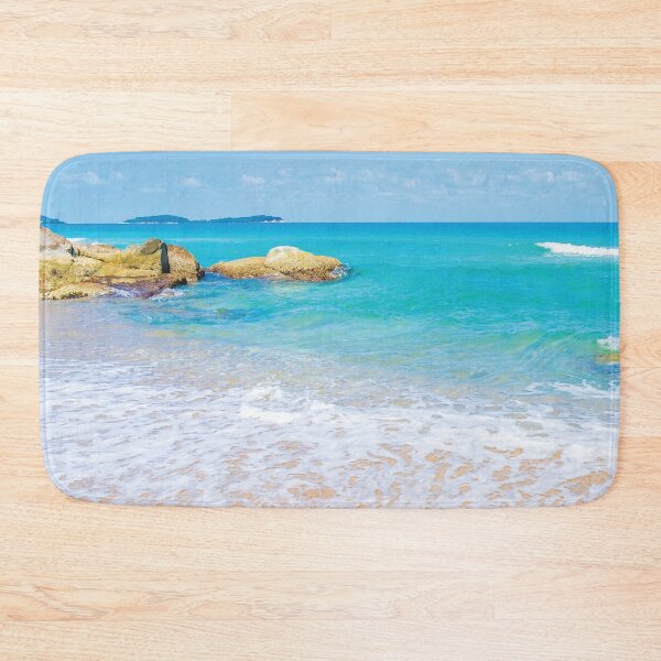 Item preview, Beautiful Tropical Beach Rocky Sea Ocean With White Cloud Blue Sky Background - Rocky Beaches  designed and sold by HStudioPrints.