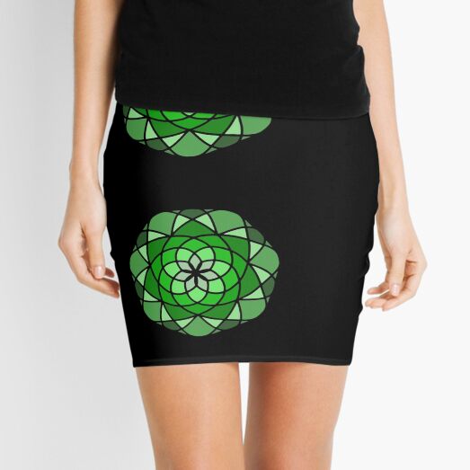 Head of Lettuce - Round Flower in Green Tones Mini Skirt